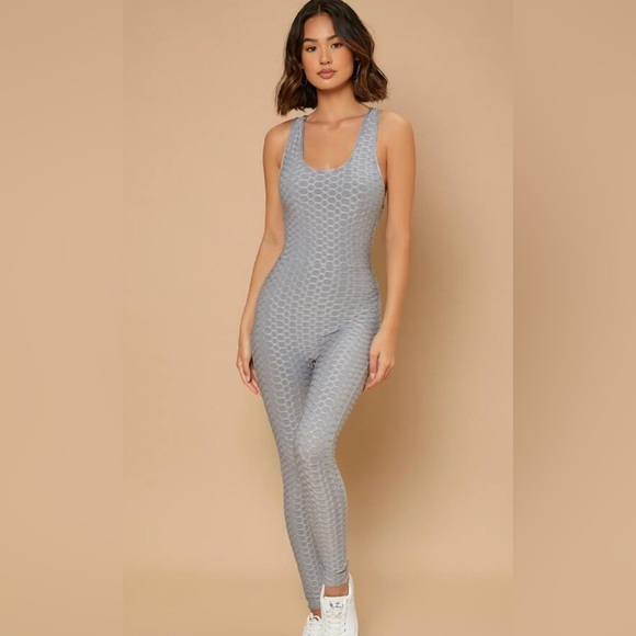Pants - Gray Textured Women's Jumpsuit.    <<<<<145>>>>